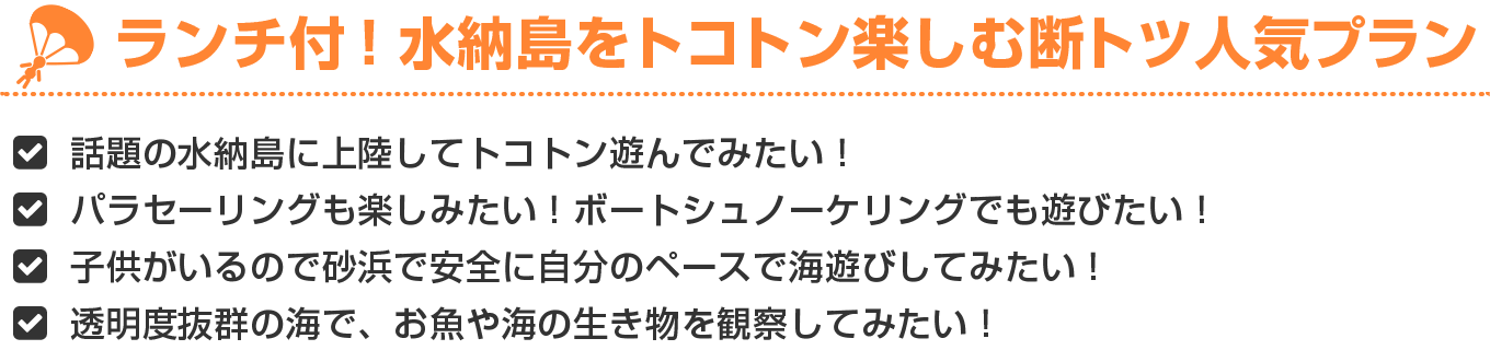 ランチ付！水納島をトコトン楽しむ断トツ人気プラン