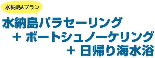 【水納島Aプラン】水納島パラセーリング ＋ ボートシュノーケリング ＋ 日帰り海水浴