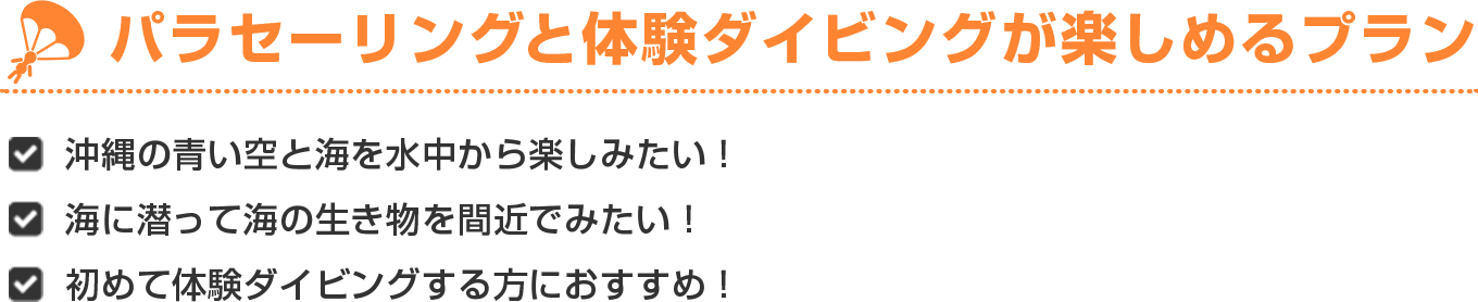 バラセーリングと体験ダイビングが楽しめるプラン